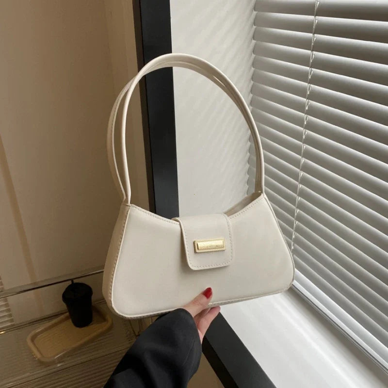 Minimalist Shoulder Bag for Women Simple Solid Color Underarm Bag