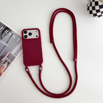 Crossbody Lanyard Silicone iPhone Case with Neck Cord Strap