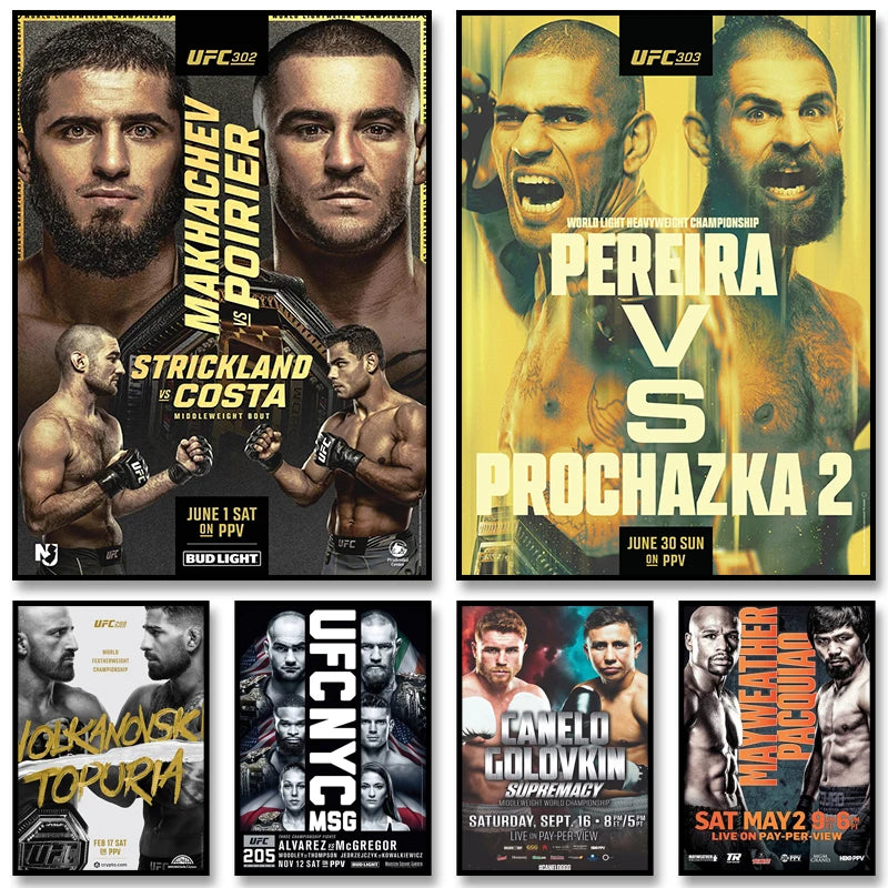 UFC MMA Fight Poster Print – Boxing & MMA Canvas Wall Art for Gym