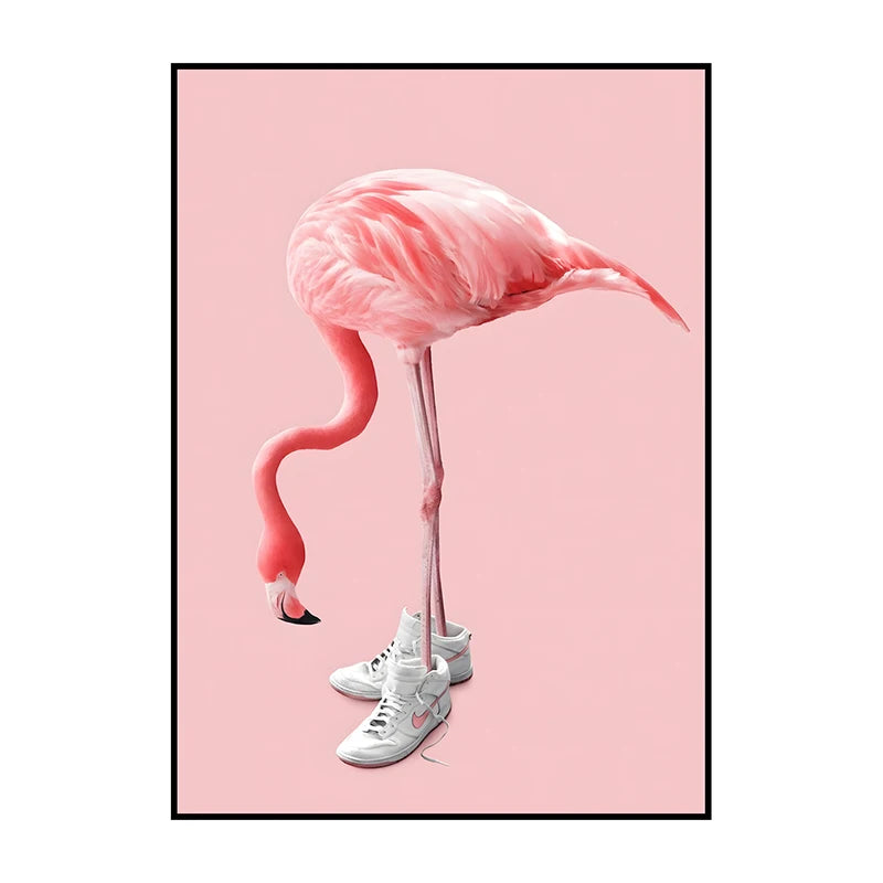 Flamingo on Roller Skates Wall Art Poster – Minimalist Print
