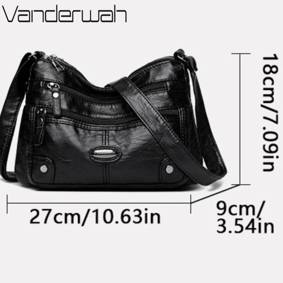 Leather Versatile Double Layer Retro High Quality Luxury Crossbody Bags