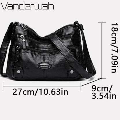 Leather Versatile Double Layer Retro High Quality Luxury Crossbody Bags