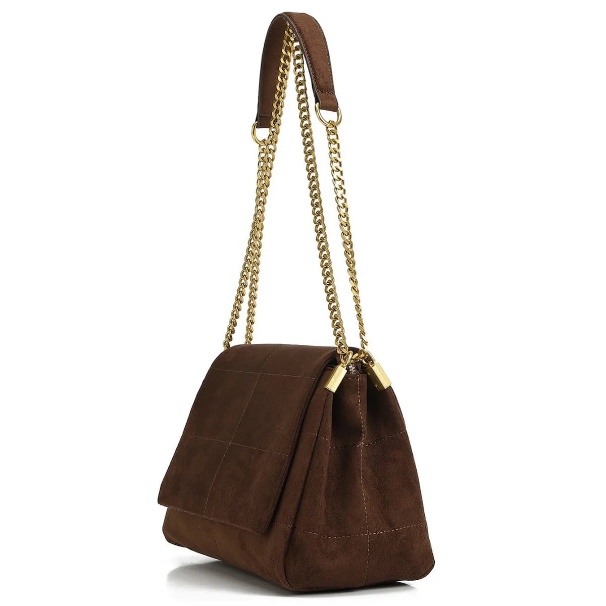 Suede Chain Shoulder Bag for Women – Vintage Luxury Crossbody