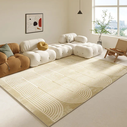 Cream Abstract Area Rug – Light Luxury Living Room Carpet