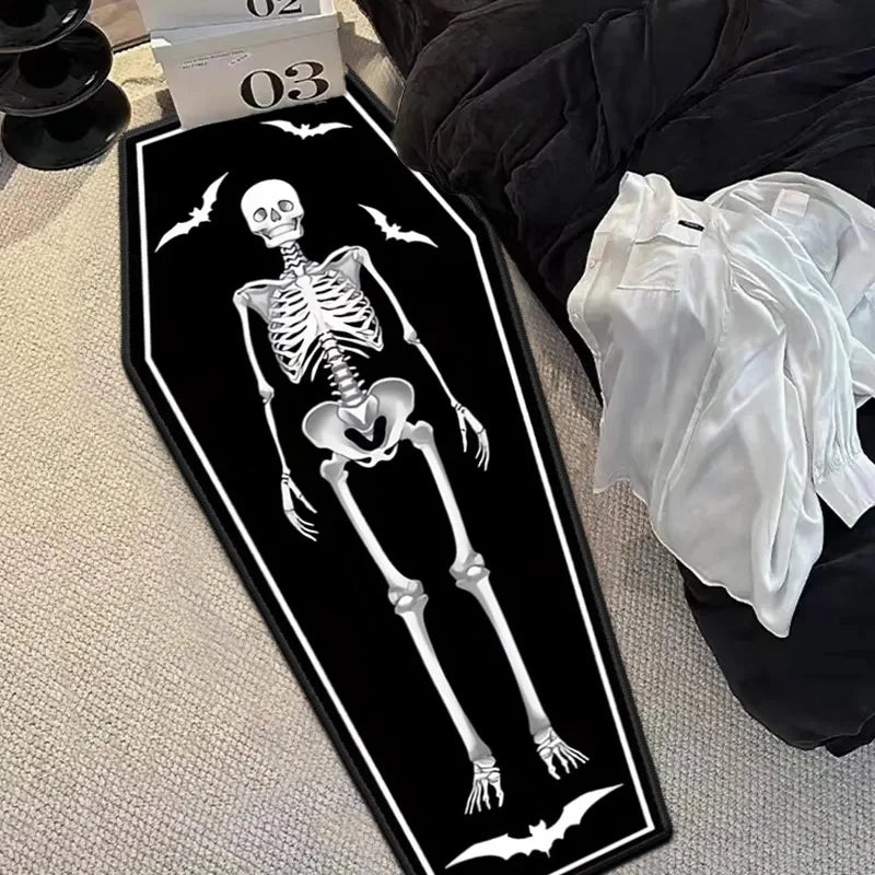 Gothic Skull Coffin Rug – Halloween Non-Slip Floor Mat