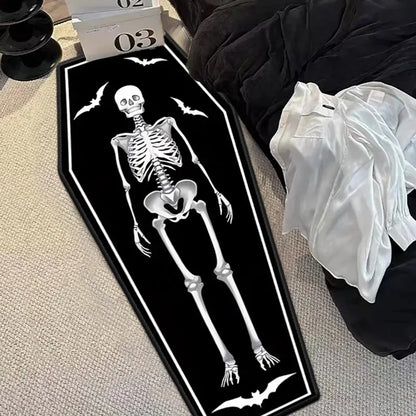 Gothic Skull Coffin Rug – Halloween Non-Slip Floor Mat