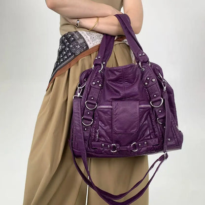 Y2K Studded Tote Bag – Women's Large Faux Leather Shoulder Bag