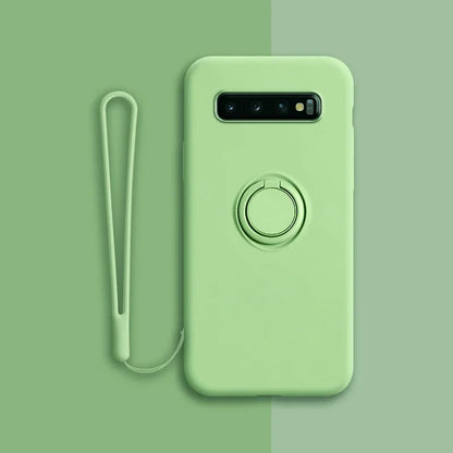 Soft Silicone Samsung Galaxy Case with Ring Holder and Wrist Strap