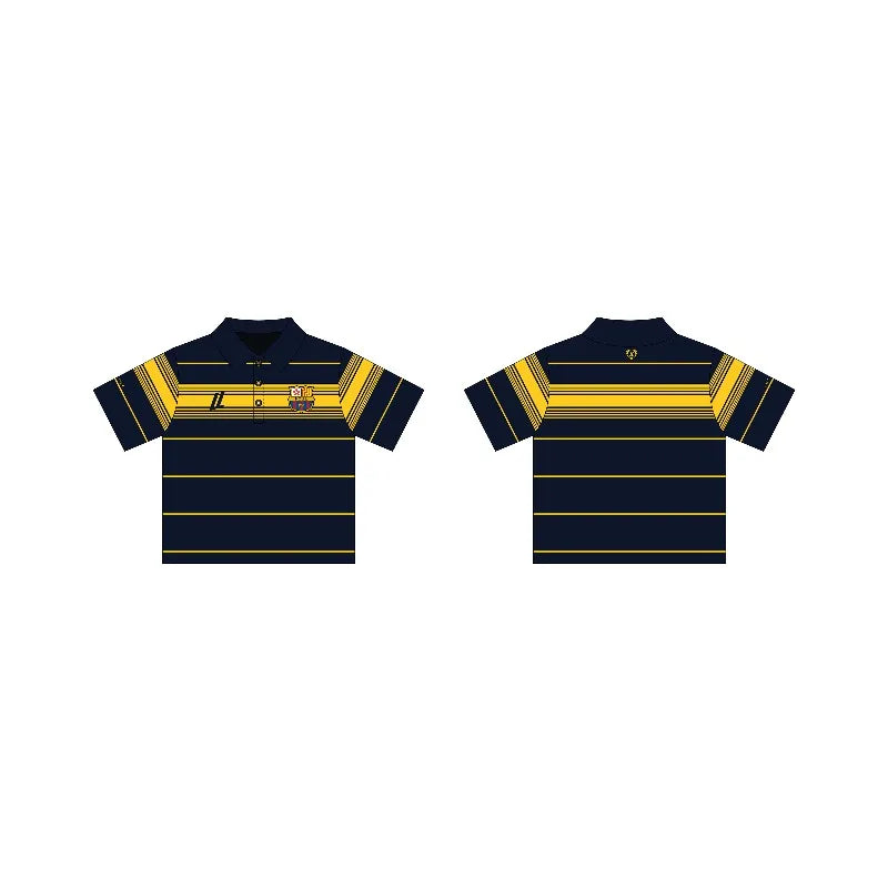 Y2K Striped Polo Shirt – Retro Embroidered Logo Unisex Tee