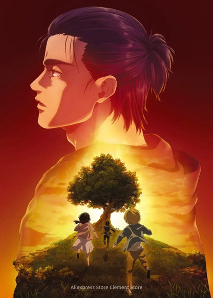 Attack on Titan Anime Wall Art Poster – Levi Ackerman & Eren Yeager Canvas Print