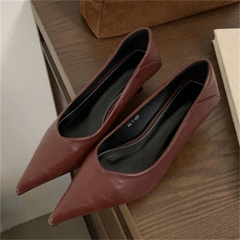 Eilyken Leopard Print Pointed Toe Pumps – Women's Low Heel Party Shoes