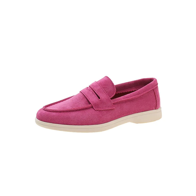 Women's Suede Slip-On Loafers Flat Moccasin Mules