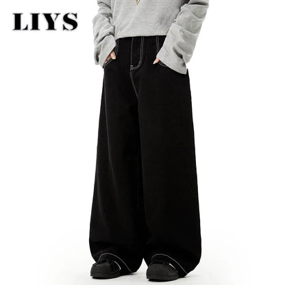Black Baggy Wide Leg Jeans – Unisex Retro Denim Pants