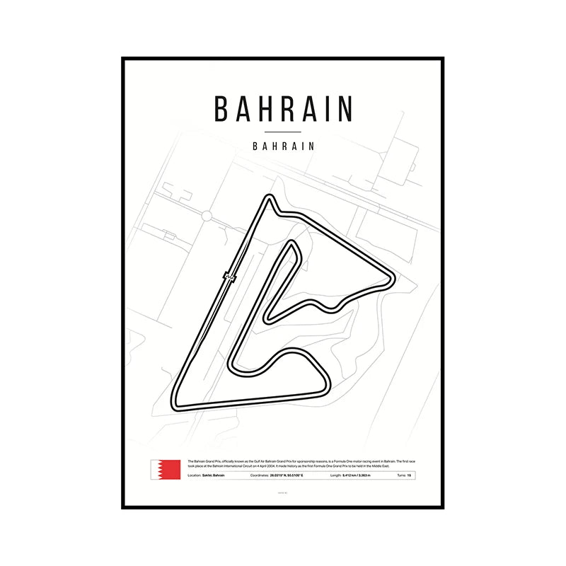 F1 Race Track Map Poster – Formula 1 Circuit Wall Art Print