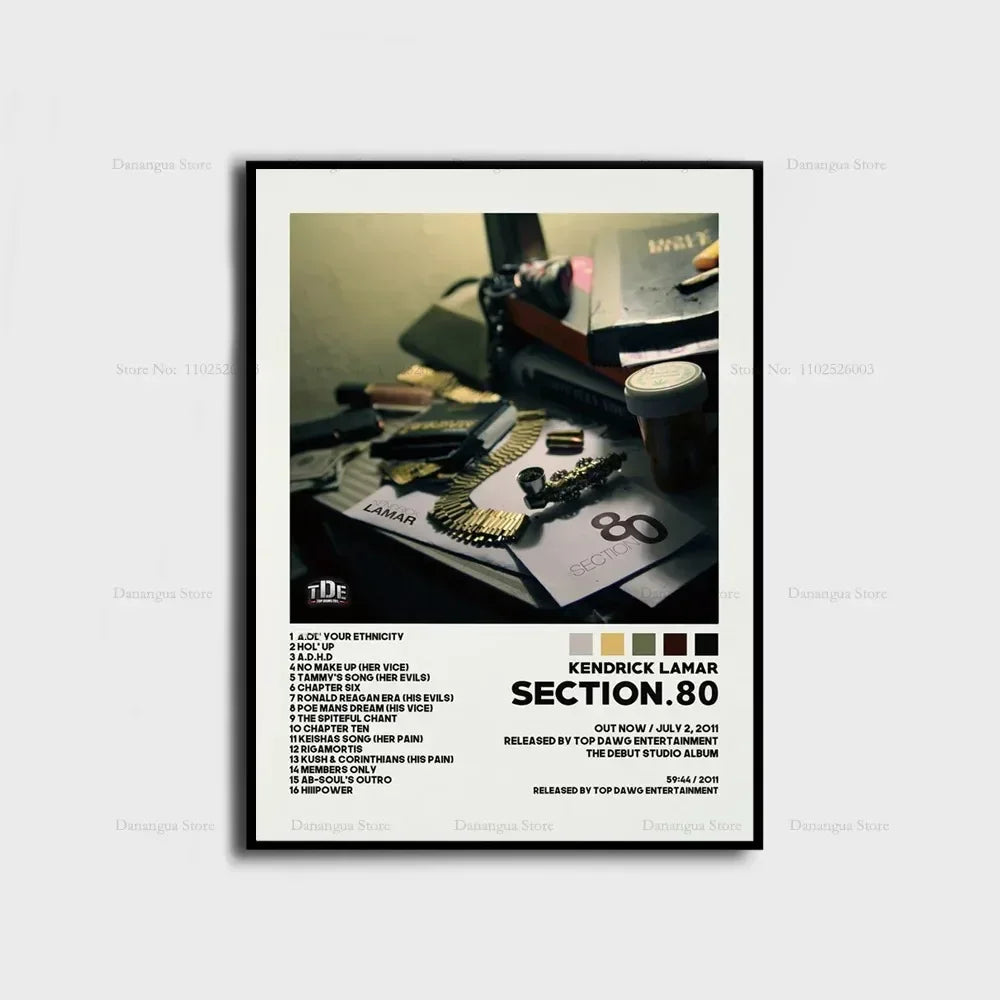 Kendrick Lamar Poster – Good Kid M.A.A.D City Album Wall Art