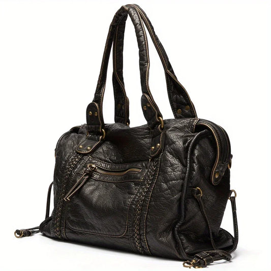 Soft Leather Retro Y2K Motorcycle Tote Bag