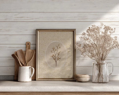 Vintage Botanical Dried Flower Wall Art Print – Retro Floral Poster