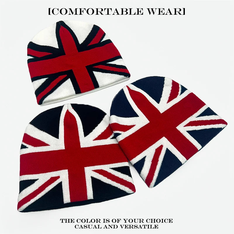 Union Jack Jacquard Beanie Hat – Unisex Streetwear Knit Cap