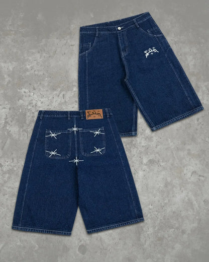 Y2K Embroidery Baggy Denim Shorts – Hip Hop Streetwear