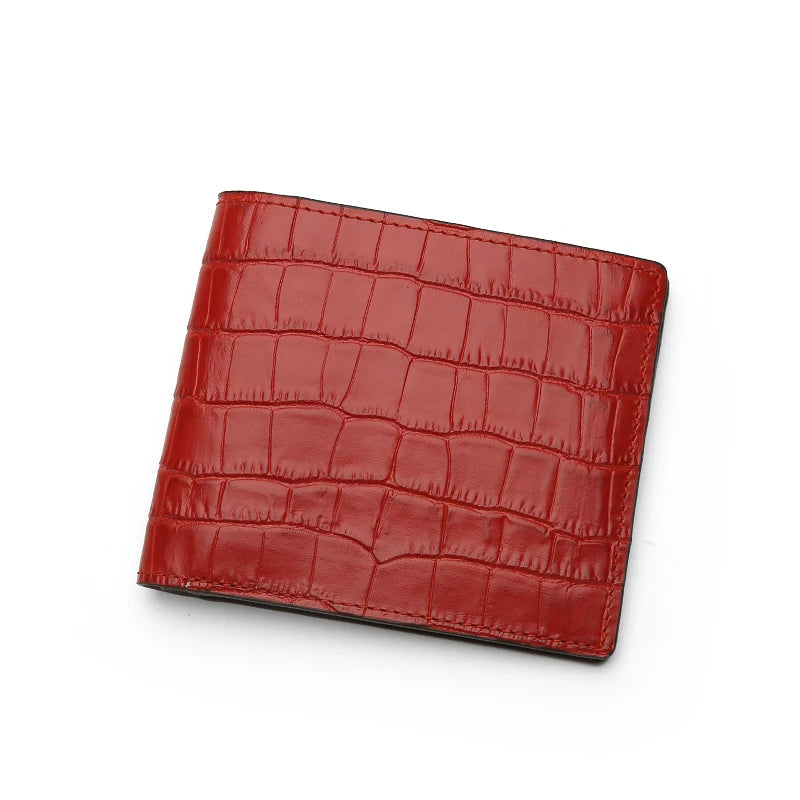 Hiram Beron Men's Personalized Crocodile Pattern Leather Bifold Wallet
