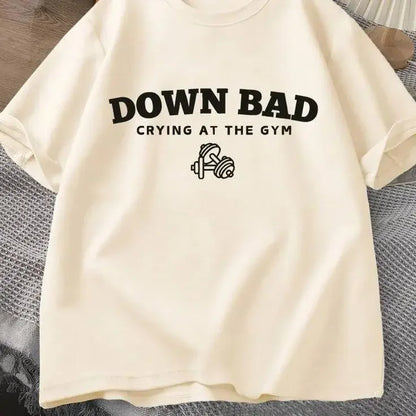 Tortured Poets Tshirt Down Bad Crying At Gym Graphic T Shirts Women Summer Workout Shirt Short