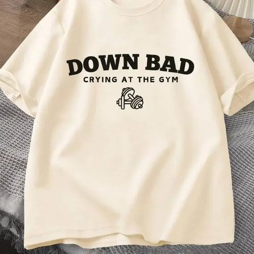 Tortured Poets Tshirt Down Bad Crying At Gym Graphic T Shirts Women Summer Workout Shirt Short