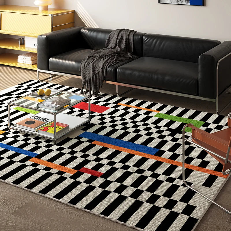 Vikama Memphis Style Geometric Color Block Rug Retro Art Durable Non-Slip Modern Edgy Living Room