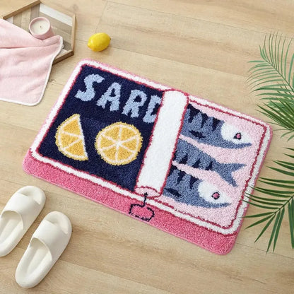 Cartoon Sardine Bath Mat – Soft Non-Slip Bathroom Rug