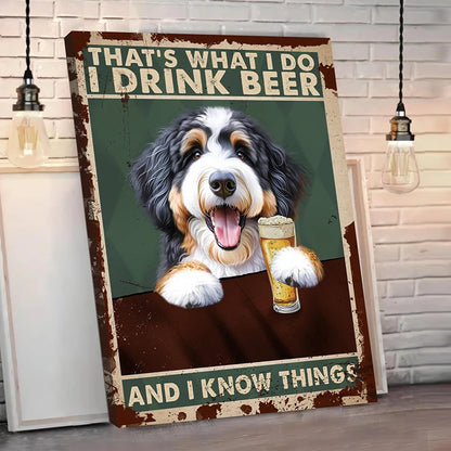 Funny Dog Beer Poster – That's What I Do I Drink Beer Wall Art