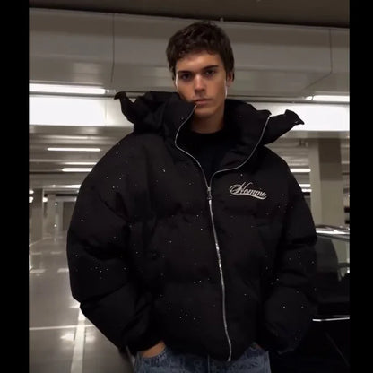 Men's Puffer Jacket Thick Warm Cotton-Padded Coat Harajuku Streetwear