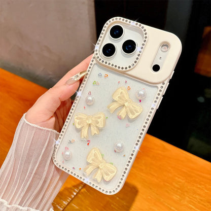 3D Bow Diamond Glitter iPhone Case with Sliding Camera Cover