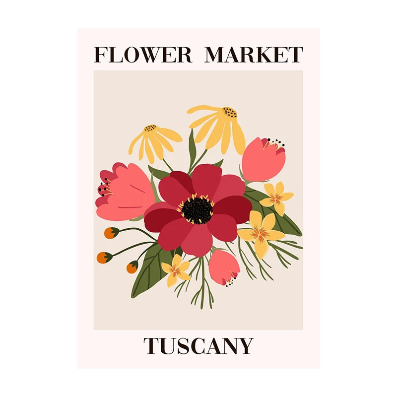 Flower Market Tuscany Poster – Floral Wall Art Print Unframed