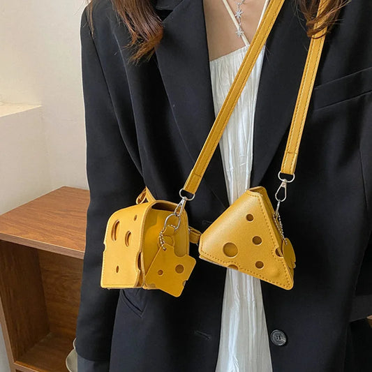 Women's Triangle and Square Cheese Shaped Mini PU Leather Bags