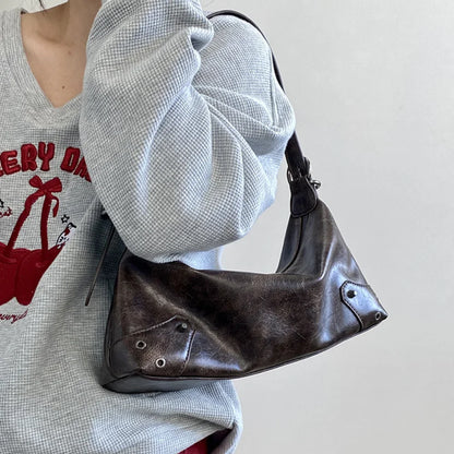 Pu Leather Retro Women's Underarm Bag Cool Y2k Girls