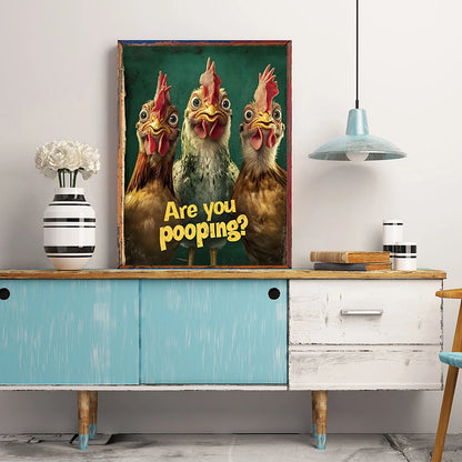 Funny Cow Poster – Are You Pooping? Farm Animal Bathroom Art
