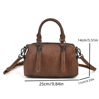 Genuine Leather Boston Bag – Women's Designer Shoulder Handbag
