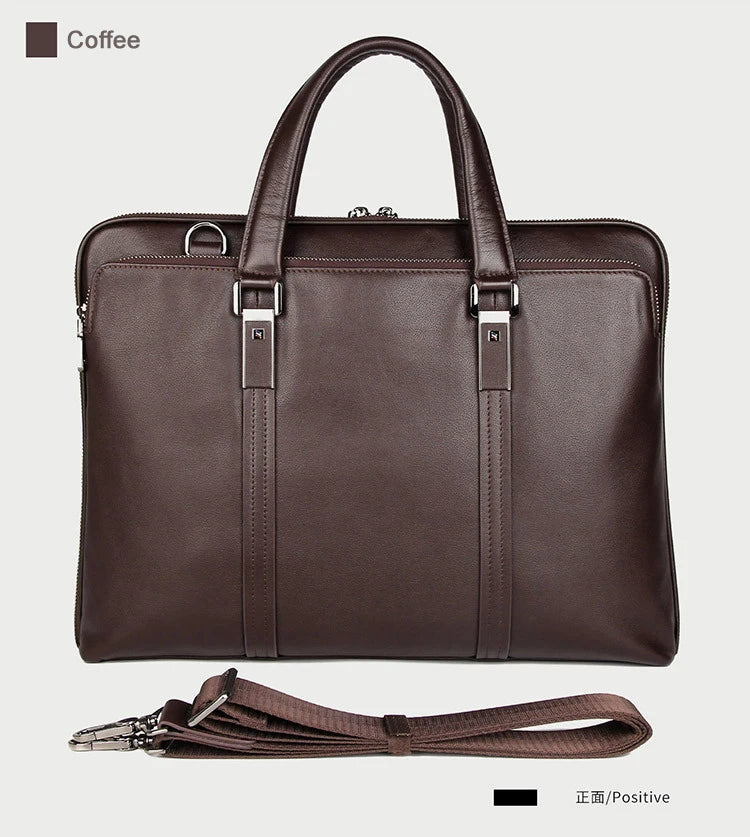 Genuine Leather Men's Briefcase – 15.6" Laptop & Business Bag