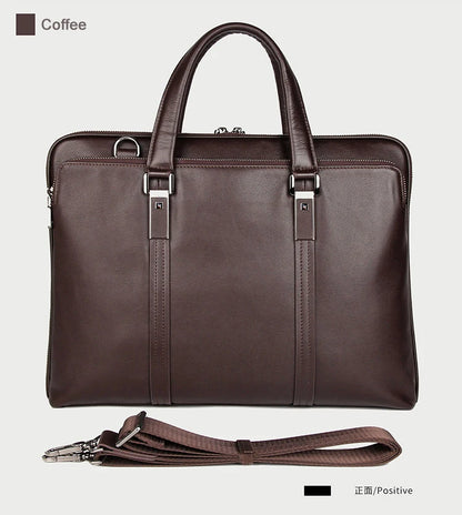 Genuine Leather Men's Briefcase – 15.6" Laptop & Business Bag