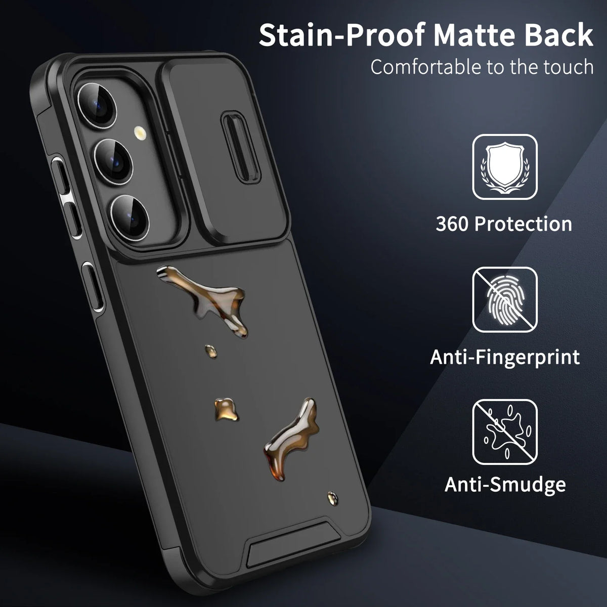Shockproof Armor Samsung Galaxy Case with Slide Camera Cover