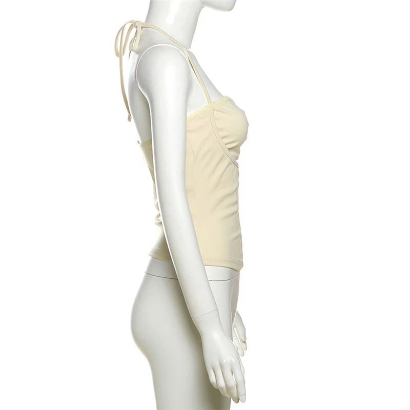 Halter Neck Crop Top Women's Sleeveless Slim Fit Vest