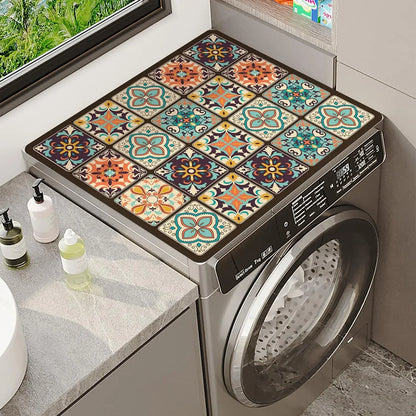Washing Machine Cover Mat – Boho Moroccan Tile Absorbent Pad