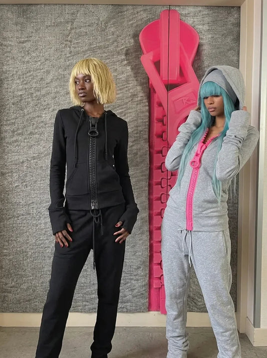 Y2K Zip-Up Hoodie – Oversized Punk Streetwear Jacket