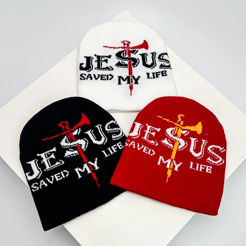 Hip Hop Letter Print Knitted Beanie Hat – Streetwear