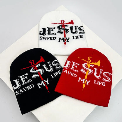 Hip Hop Letter Print Knitted Beanie Hat – Streetwear