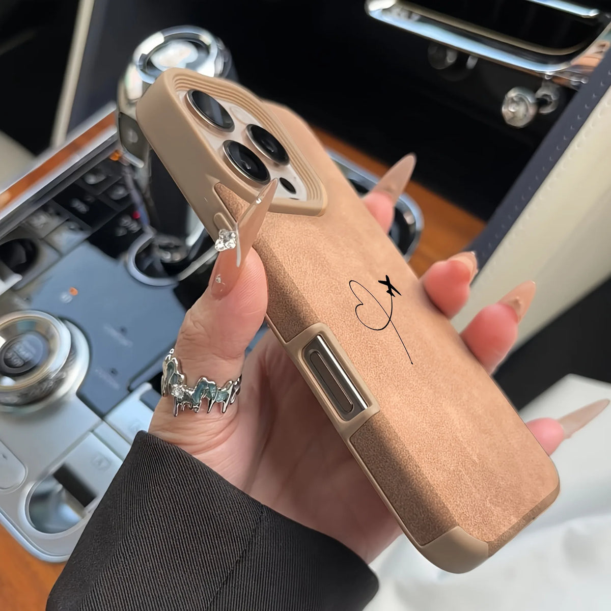 Airplane Heart Faux Leather iPhone Case – Cute Travel Design