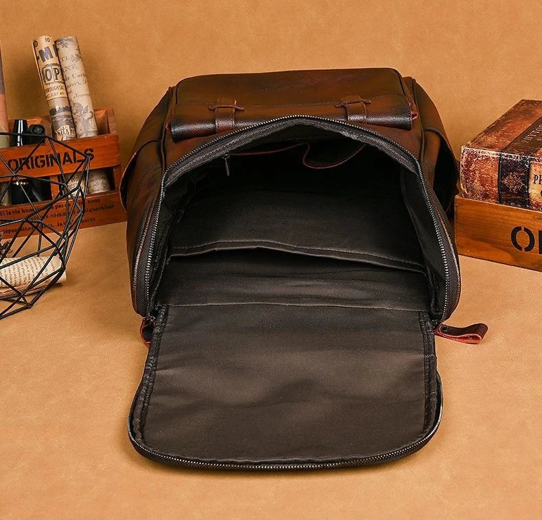 Vintage Cowhide Leather Backpack for Women | Retro Design