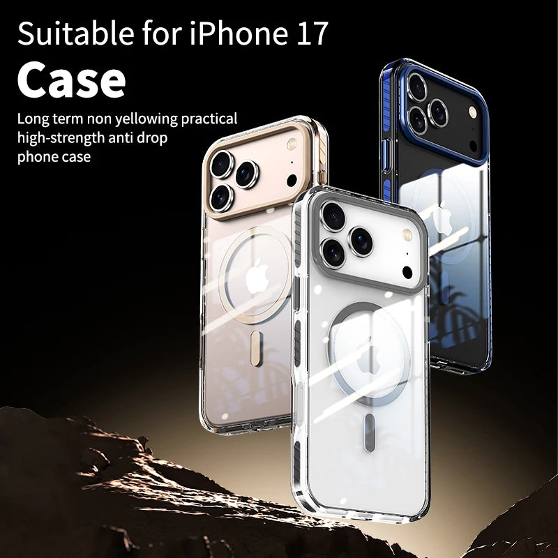 MagSafe Clear iPhone Case with Colorful Striped Border