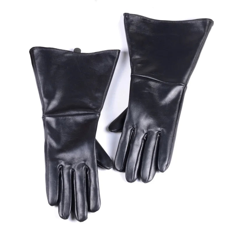 Men's Leather Gauntlet Gloves – Long Cuff Motorcycle & Medieval Style