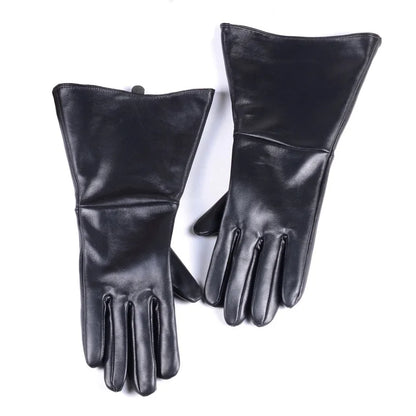 Men's Leather Gauntlet Gloves – Long Cuff Motorcycle & Medieval Style