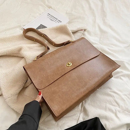 Vintage Coffee Shoulder Bag Women Preppy Style